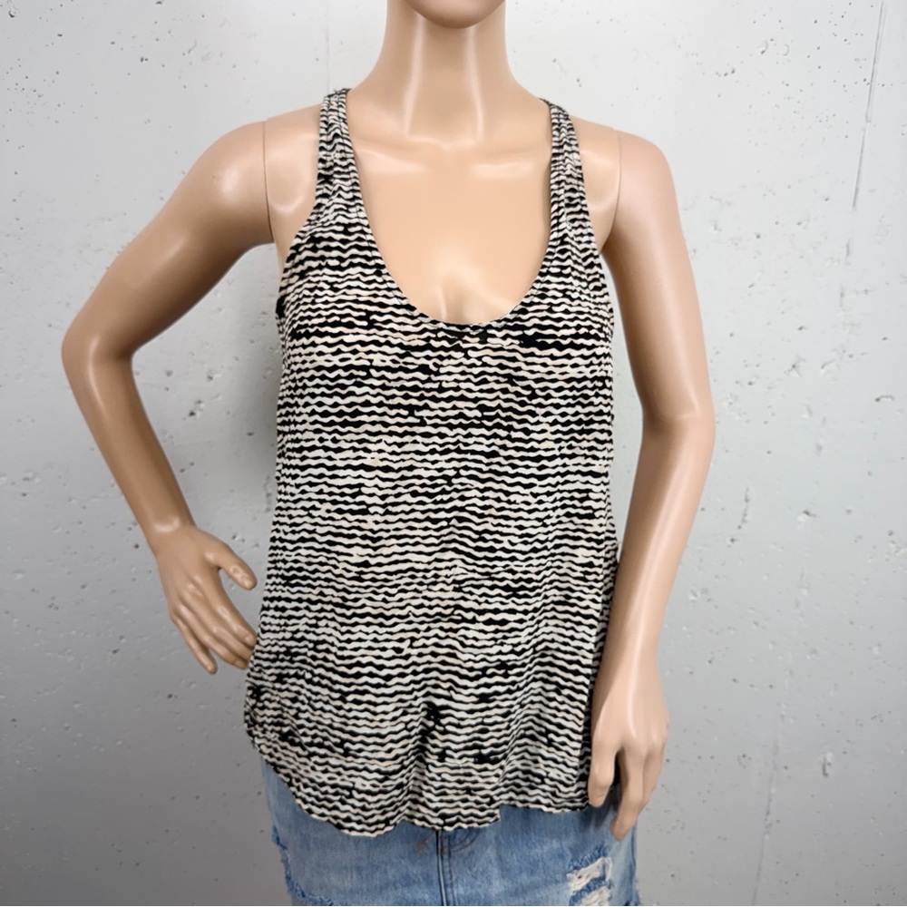 Joie Women’s size Small Black Print Silk Racerback Tank Top Blouse